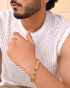VOJ Men Gold-Toned Stainless Steel Linked Designer Chain Bracelet