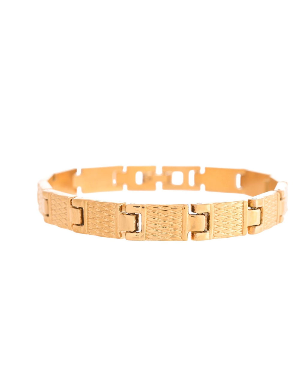 VOJ Men Gold-Toned Stainless Steel Linked Designer Chain Bracelet