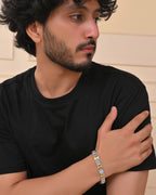 VOJ Men Dual-Toned Stainless Steel Textured Chain Bracelet | Grocsy