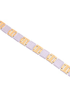 VOJ Men Dual-Toned Stainless Steel Textured Chain Bracelet | Grocsy