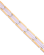 VOJ Men Double-Toned Stainless Steel Linked Chain Bracelet