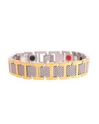 VOJ Silver And Gold Polished Stylish Geometrical Shaped Men's Bracelet