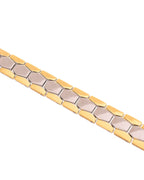 VOJ Silver And Gold Polished Minimal Geometrical Shaped Men's Bracelet | Grocsy