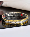 VOJ Silver And Gold Polished Minimal Geometrical Shaped Men's Bracelet | Grocsy