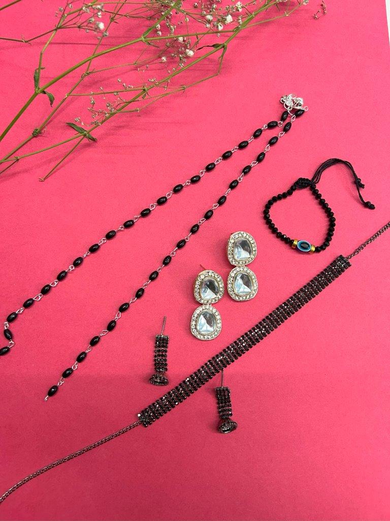VOJ Valantine Gift Set of Rhodium Plated Jewellery | Grocsy