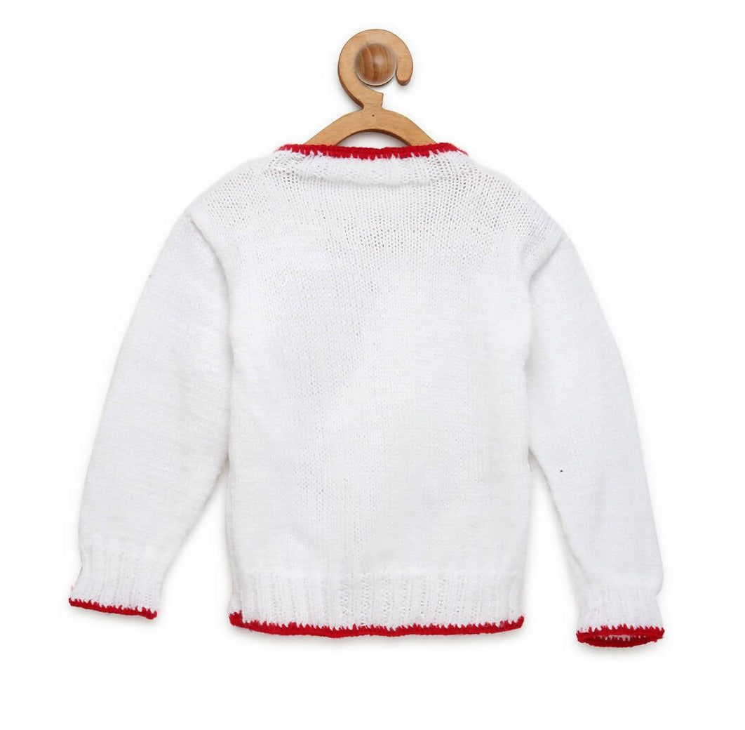 Chutput Kids White Coloured Solid Pullover with Rainbow Detail | Grocsy
