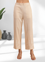 Joban Fashion Cream Linen Embroidered Readymade Cord Set | Grocsy