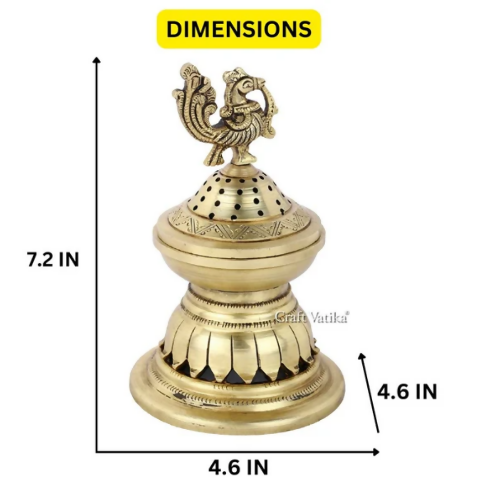 CraftVatika Peacock Shaped Brass Golden Diya For Decoration | Grocsy