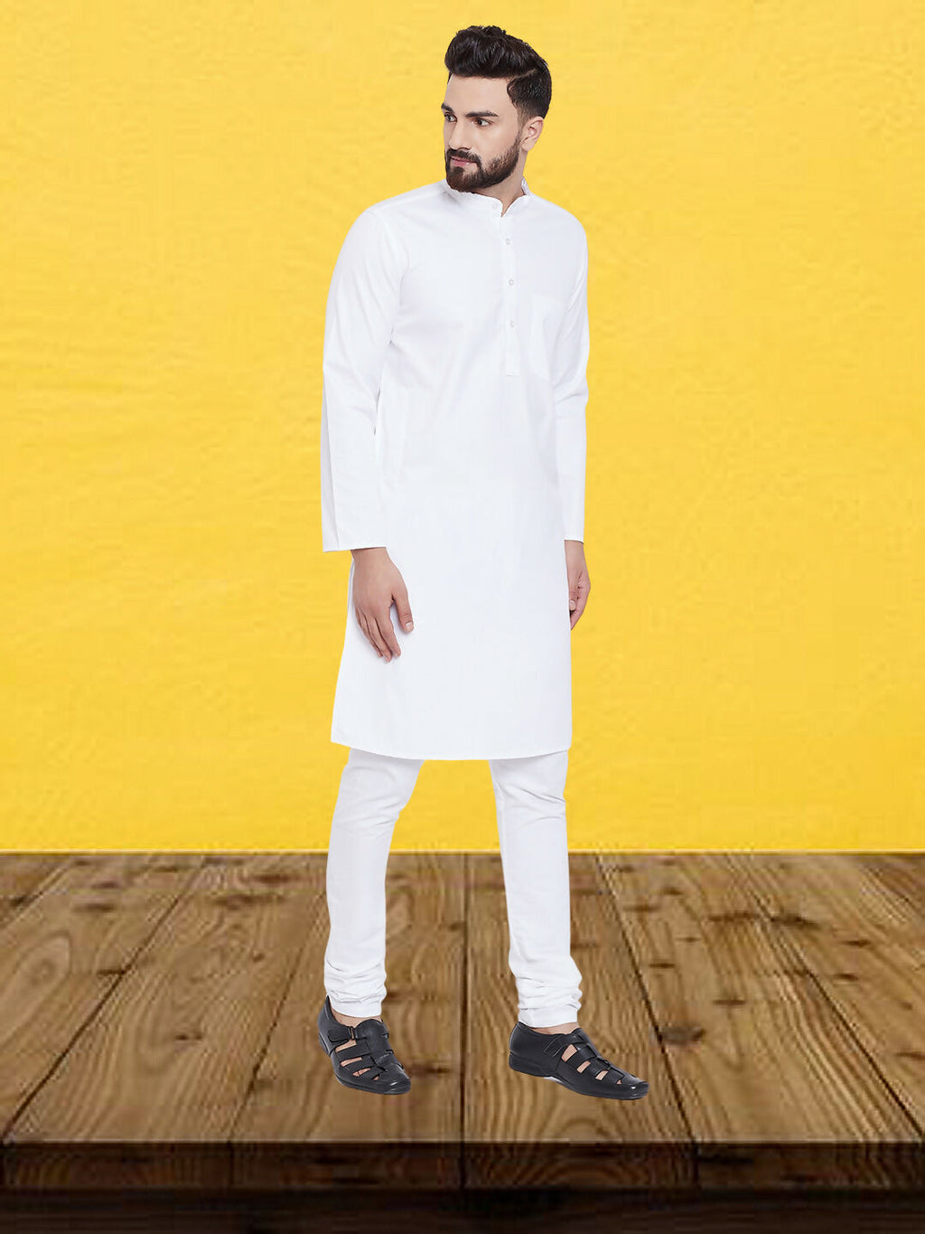 Even Apparels Men's Pure Cotton Self Design White Kurta | Grocsy