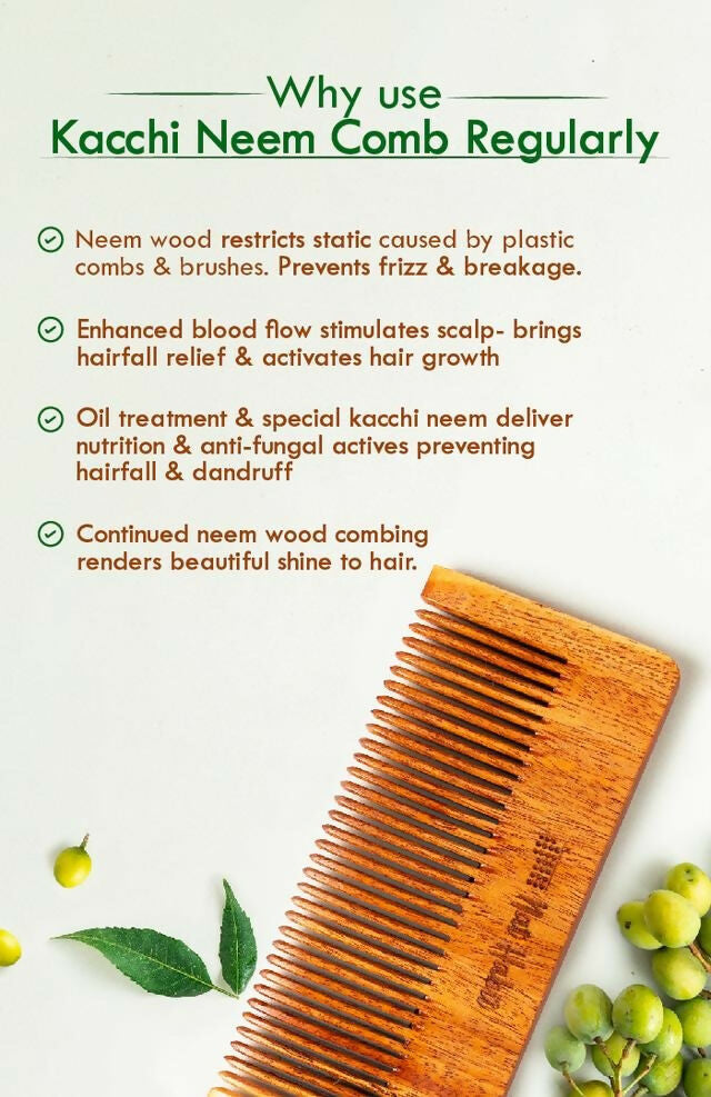 Nat Habit Fine Tooth Kacchi Neem Styling Comb | Grocsy