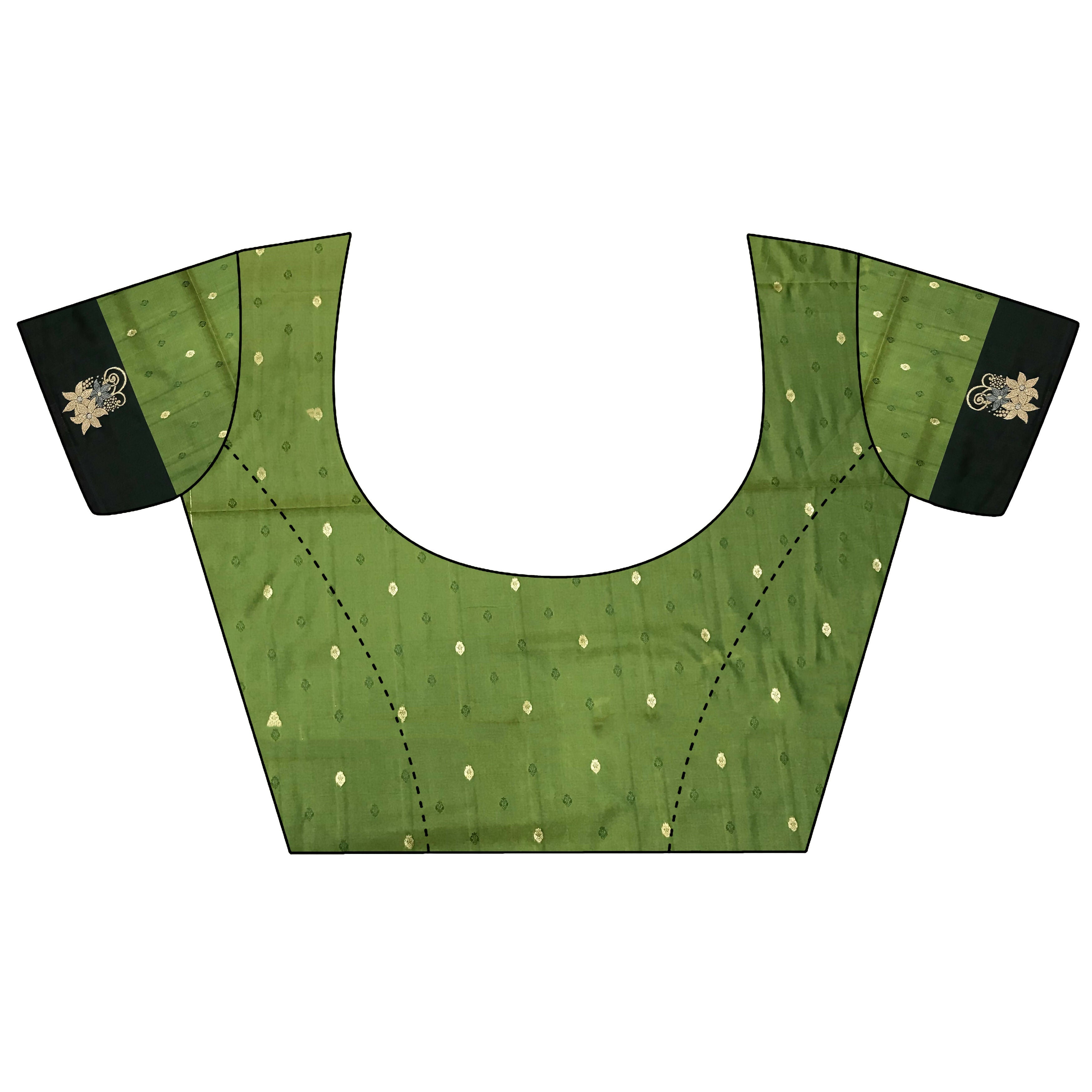 Joban Fashion Olive Green Intricate Zari Weaving Soft Silk Dharmavaram Saree | Grocsy