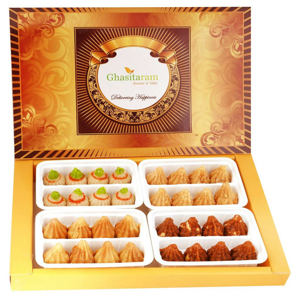 Ghasitaram Big Box of Kaju, Milk Cake, Mysore Pak and Dodha Barfi Modaks | Grocsy