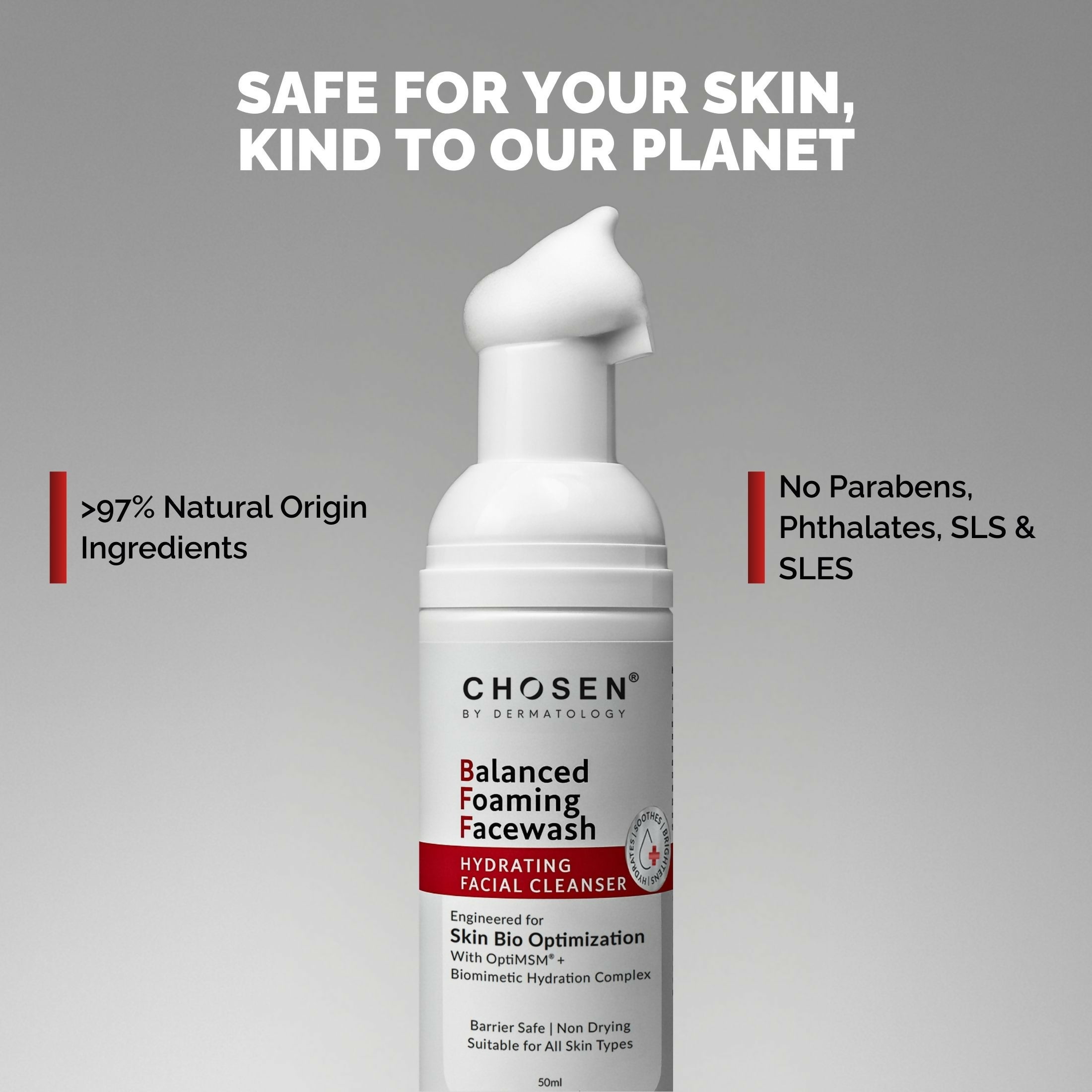 Chosen Balanced Foaming Facewash Daily Face Cleanser With Optimsm | Grocsy