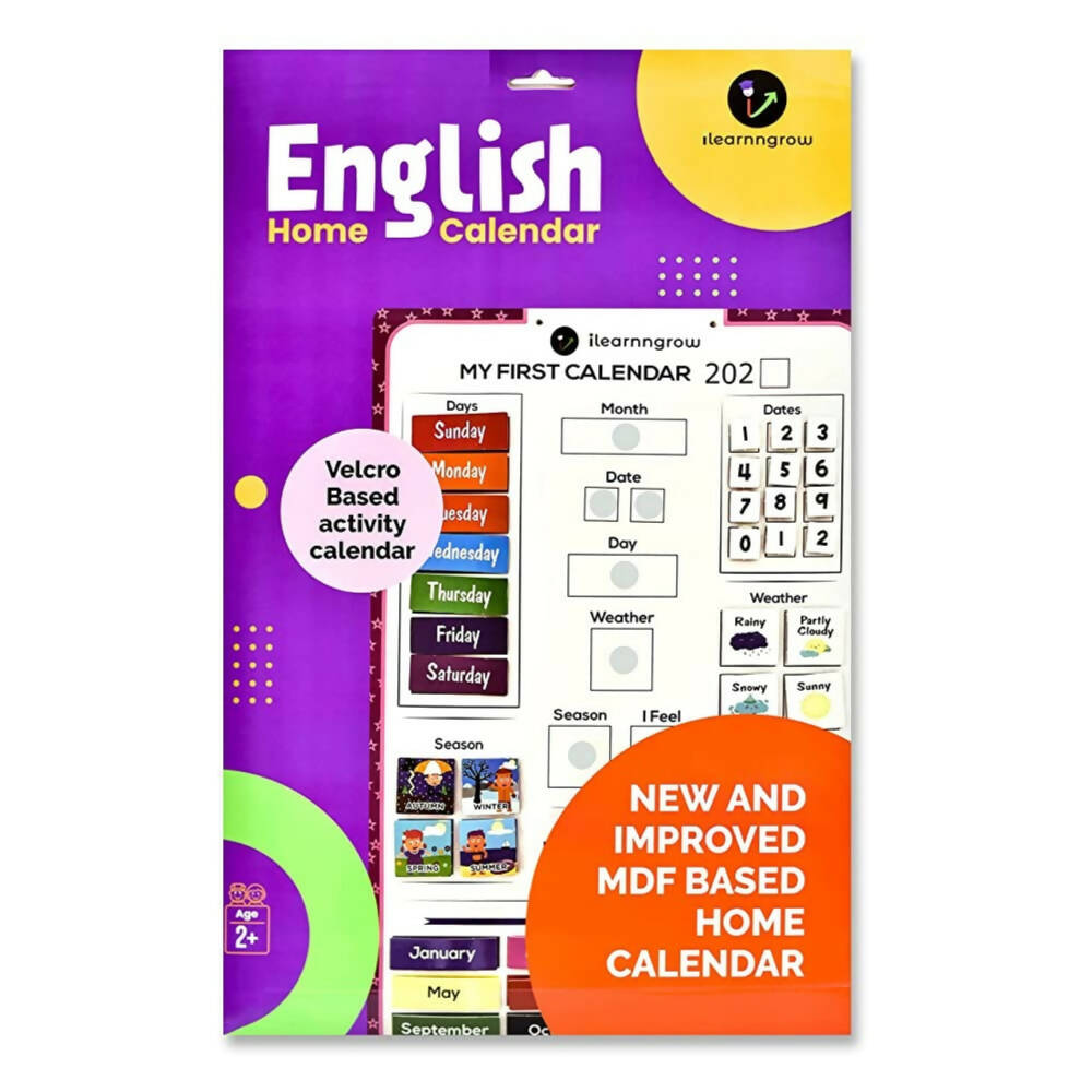 iLearnngrow Kids Home Calendar - Day, Date, Month, Weather, Season Learning Made by MDF Board (English) for 2-6 Year Kids | Grocsy