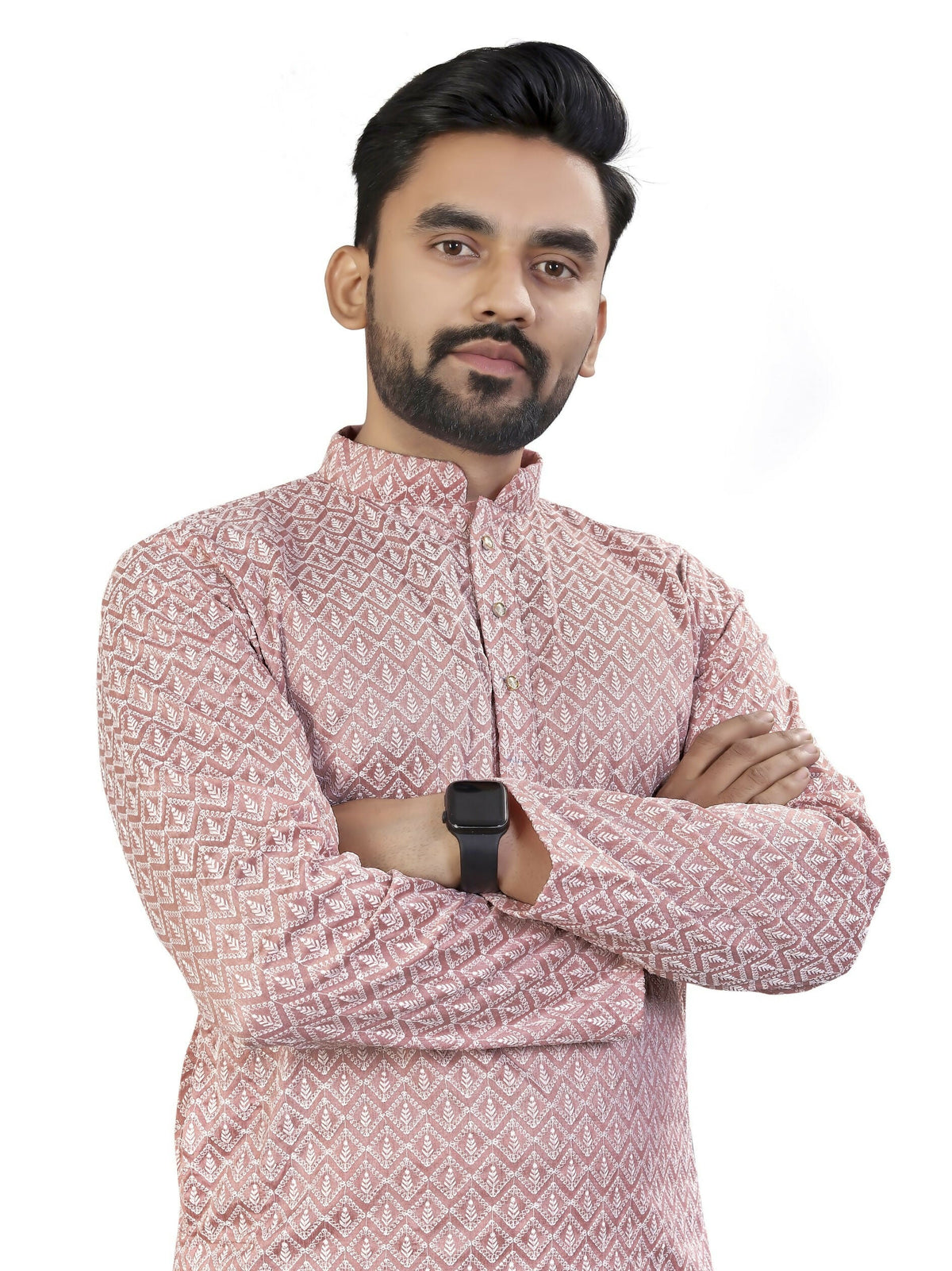 Anaita Pink Lucknowi Work Silk Straight Kurta | Grocsy