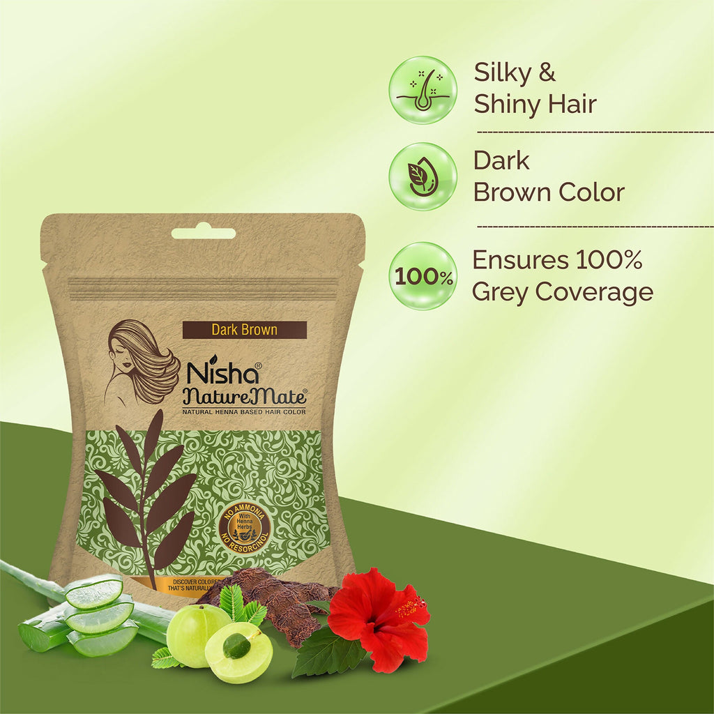 Nisha Hair Colour for Women-Dark Brown|100% Pure Henna-Based Powder | Grocsy