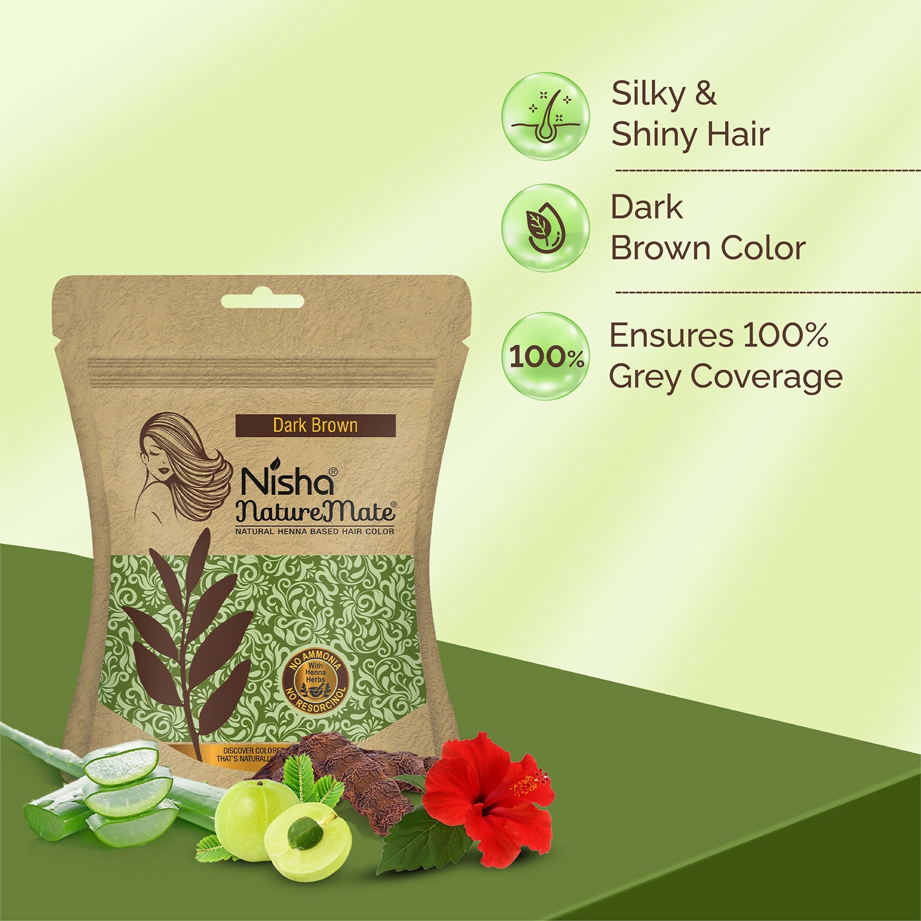 Nisha Hair Colour for Women-Dark Brown|100% Pure Henna-Based Powder | Grocsy