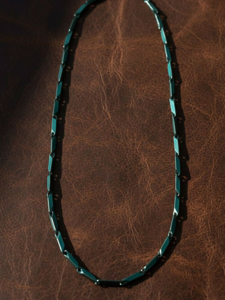 NVR Men's Handcrafted Green Rhodium Plated Chain | Grocsy