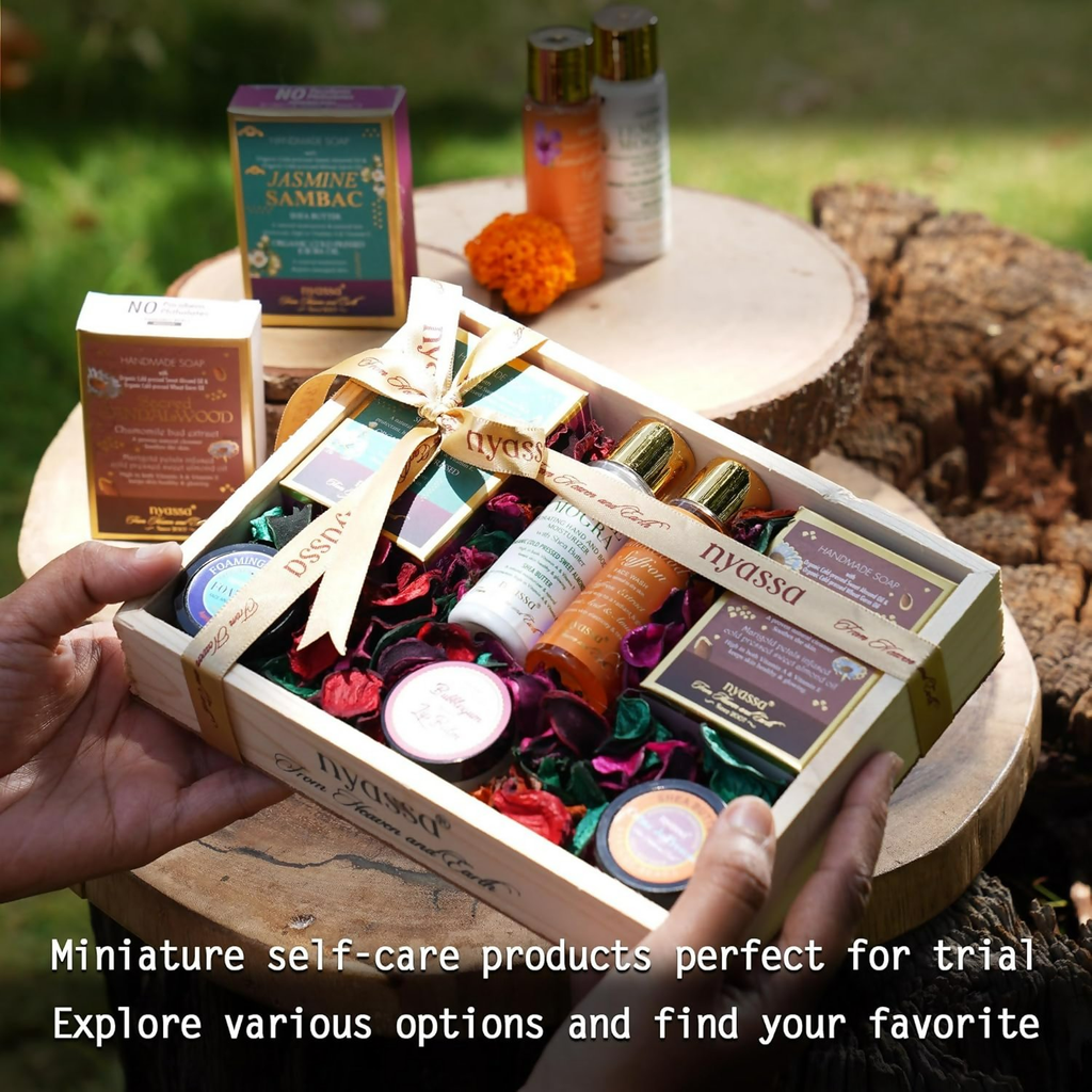 Nyassa Premium Bath and Body Treats Wooden Gift Set Kit | Grocsy