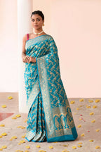 Joban Fashion Aqua Soft Pure Handloom Banarasi Silk Saree | Grocsy