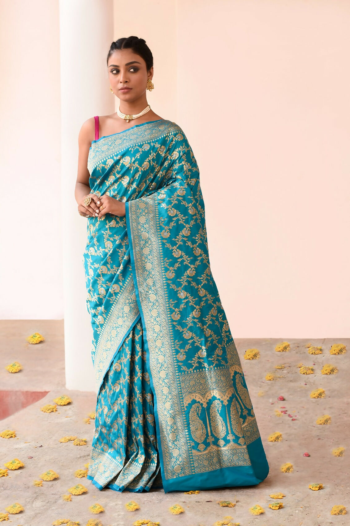 Joban Fashion Aqua Soft Pure Handloom Banarasi Silk Saree | Grocsy