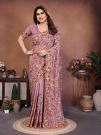 Teeya Creation New Latest Party Wear Lucknowi Soft Silk Saree-Beige | Grocsy