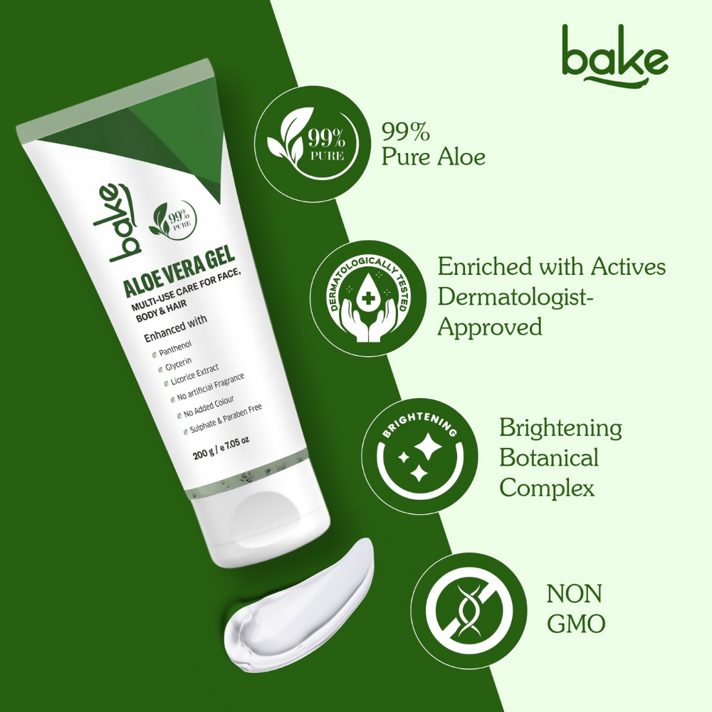 Bake 99% Pure Multi-Use Aloe Vera Gel for Face, Body & Hair | Grocsy