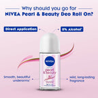 Nivea Pearl and Beauty Deo Roll On With Pearl Extracts & Avocado Oil 48 H Smooth & Beautiful Underarms 0% Alcohol | Grocsy