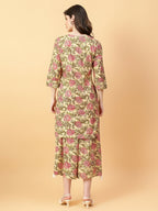 Joban Fashion Beige Cotton Printed & Hand Work Co-ord Set | Grocsy