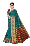 Vamika Banarasi Jaquard Rama Green Weaving Saree | Grocsy