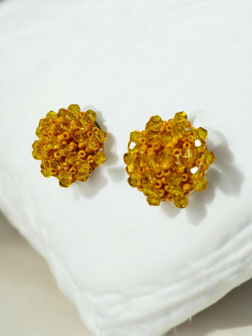 Inhanns Small Statement Studs Earrings - Yellow | Grocsy