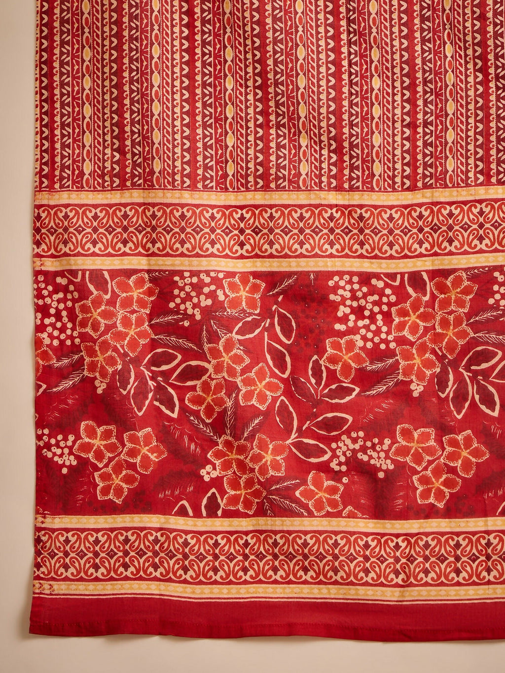 Joban Fashion Printed Red Pure Cotton Kurta Set | Grocsy