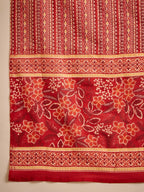 Joban Fashion Printed Red Pure Cotton Kurta Set | Grocsy