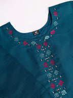 Lorenvalley Rama Chanderi Roman Silk Embroidered with Mirror Work Kurta Set | Grocsy