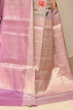 Joban Fashion Lavender Saree Kataan Applick Witch Mirror | Grocsy