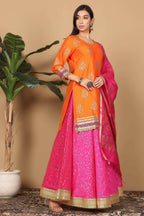 Joban Fashion Orange Silk Lehenga Set | Grocsy