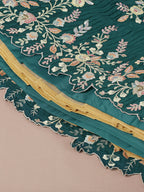 House of Panchhi Teal - Pure Georgette Thread & Sequins Work Lehenga | Grocsy