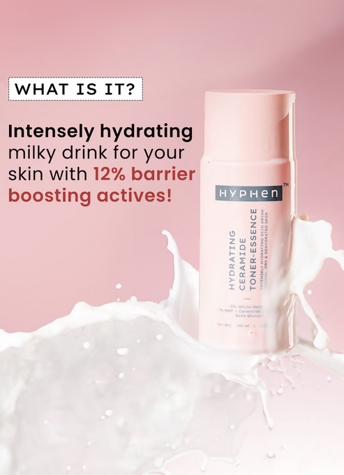Hyphen By Kriti Sanon 7% Ceramides-Nmf Milky Toner Essence With 5% Glass Skin Blend Of Rice Water Snow Mushroom & Oatmeal | Grocsy