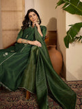 Dwija Fashion A-Line Kurta Silk Blend Green Kurta Set With Pant And Dupatta | Grocsy