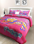 Vamika Printed Cotton Doremon Design Pink Bedsheet With Pillow Covers (PM Doremon Pink) | Grocsy
