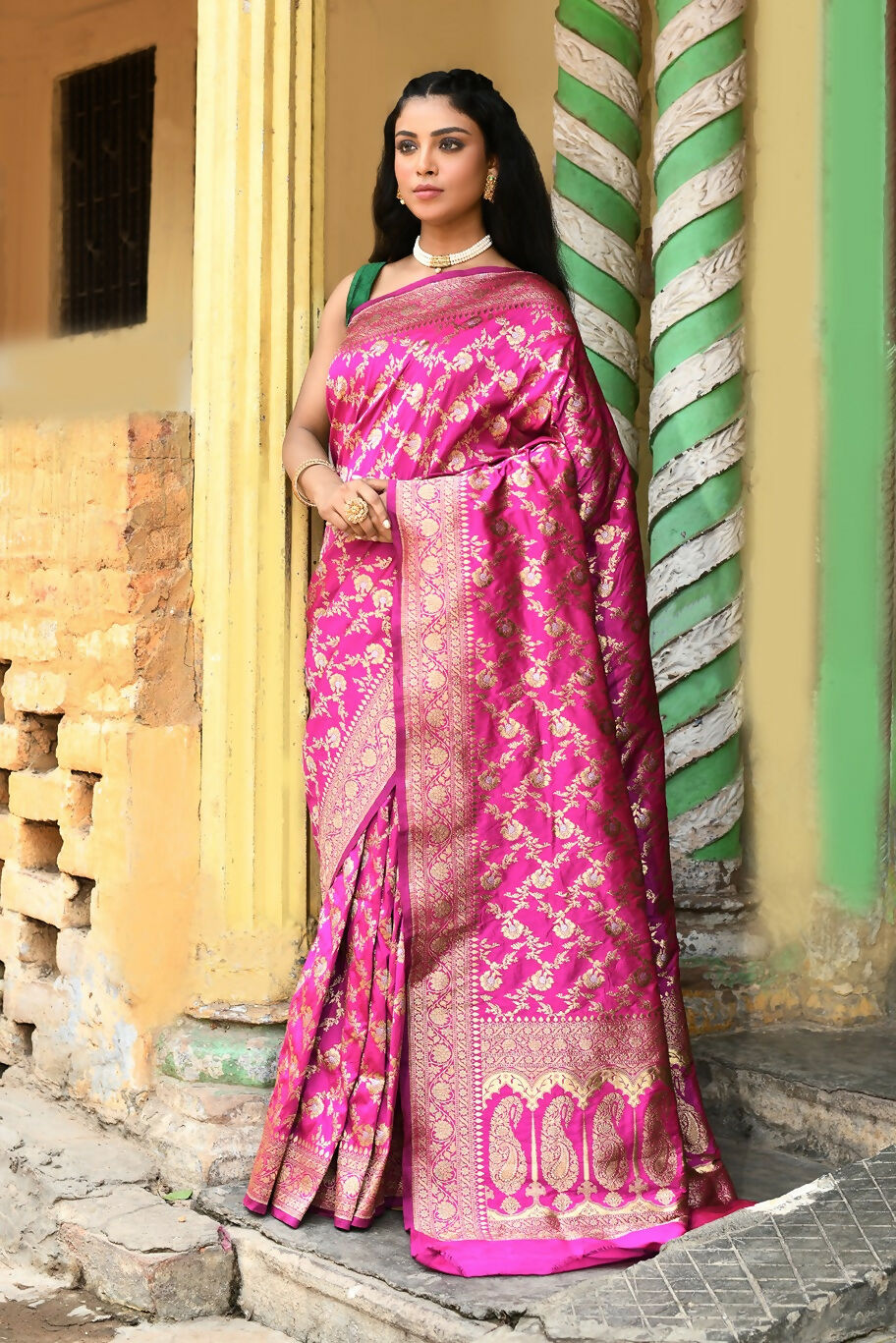 Joban Fashion Pink Soft Pure Handloom Banarasi Silk Saree | Grocsy