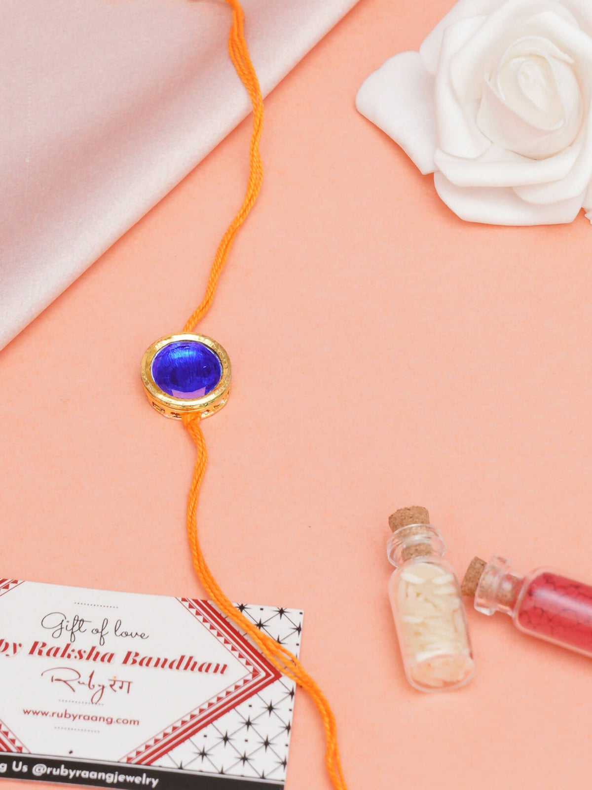 Designer kundan Rakhi - Ruby Raang | Grocsy