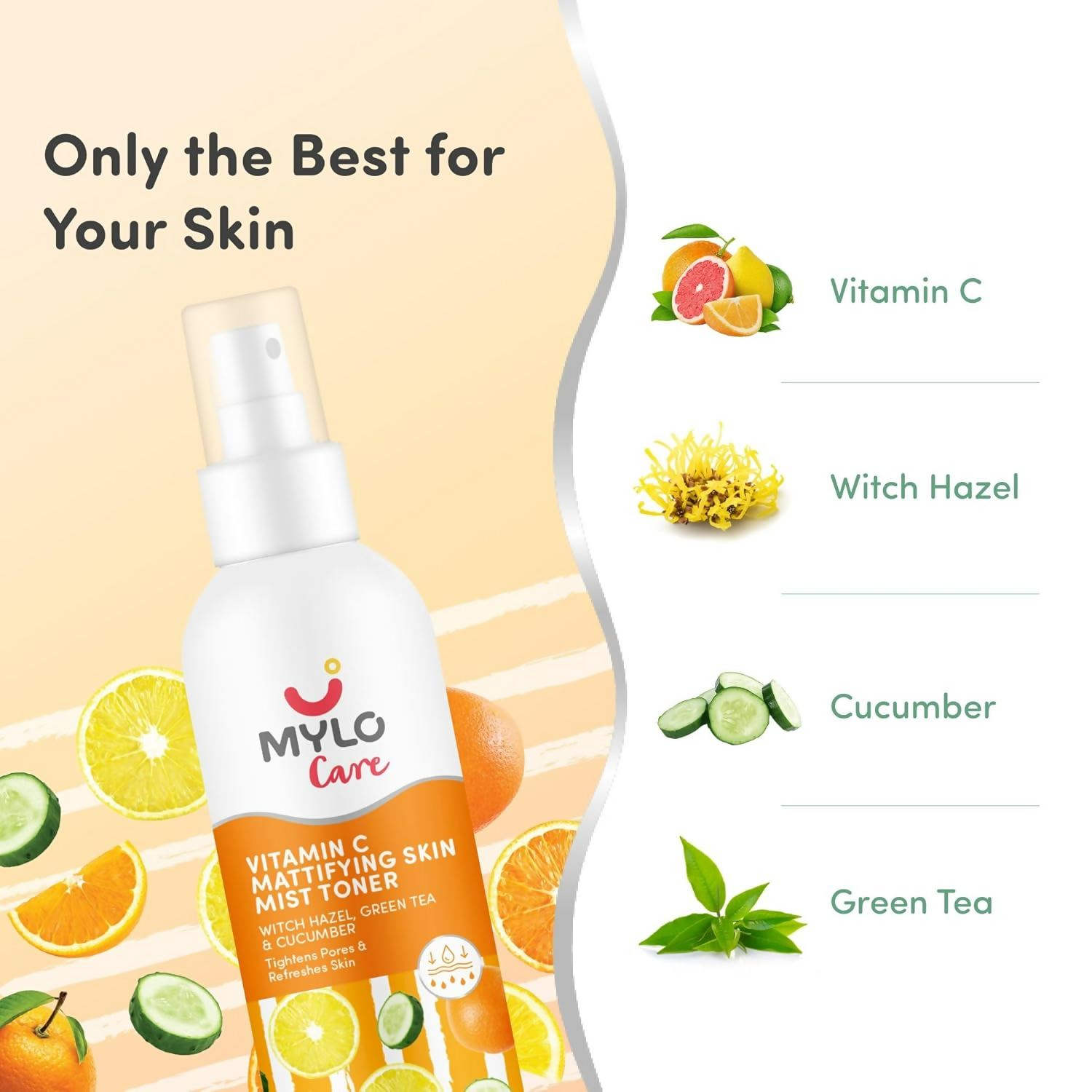 Mylo Care Vitamin C Toner with Witch Hazel Cucumber & Green Tea | Grocsy