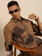 Brown Men Pure Cotton Relaxed Floral Opaque Printed Casual Shirt - Mahotsav | Grocsy