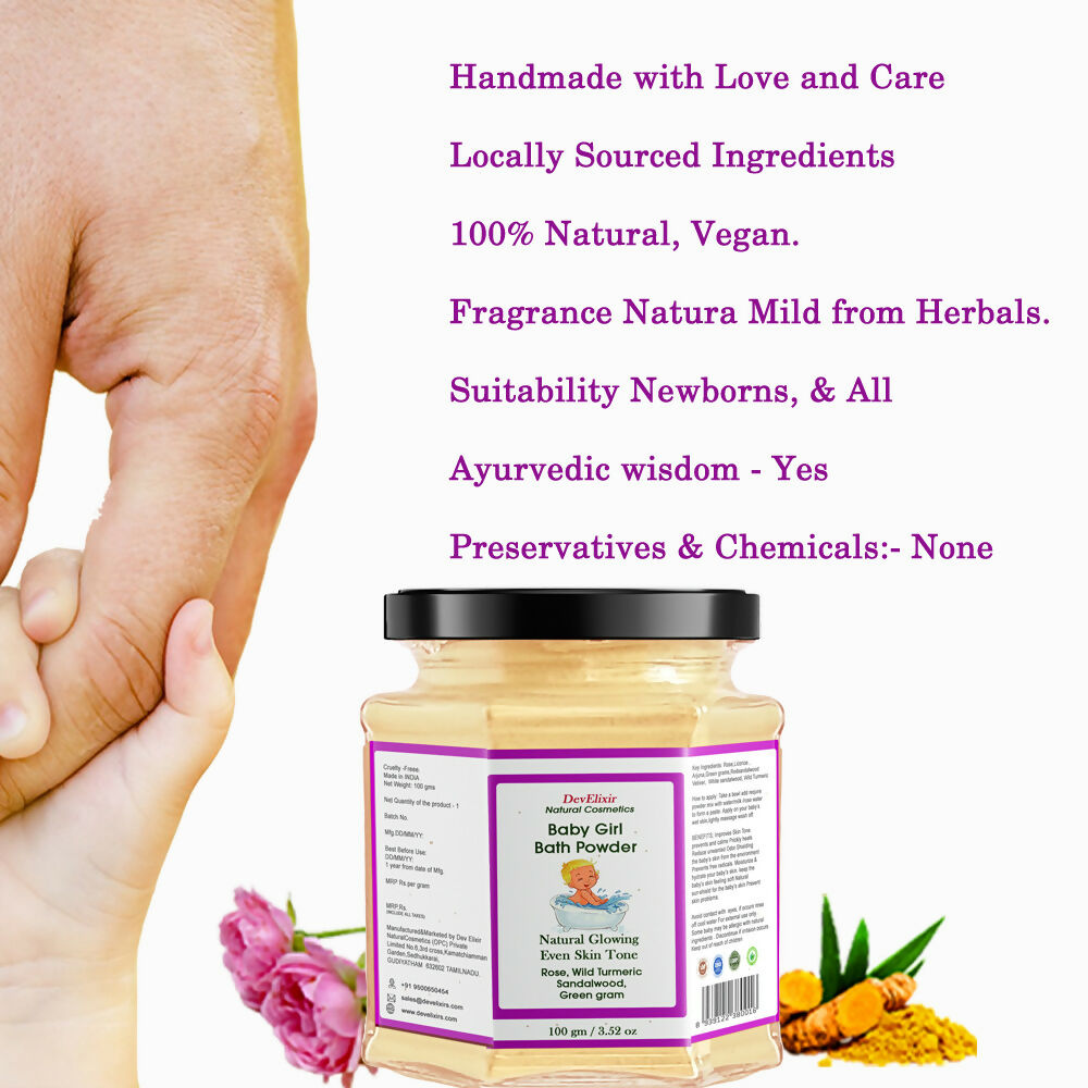 DevElixir Baby Girl Bath Powder Natural Glow & Even Skin Tone | Grocsy