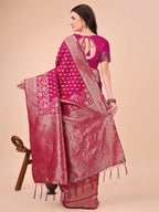 Shree Shyam Fashion Lichi Silk Magenta Saree | Grocsy