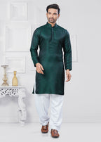 Joban Fashion Men's Jacquard Silk Green Printed Kurta Pyjama set | Grocsy
