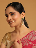 Nuyug 22K Gold Plated Green Fern Earrings | Grocsy