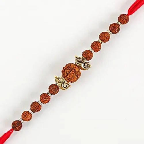 Rudraksha Divinity Rakhi & Kaju Katli Box | Grocsy