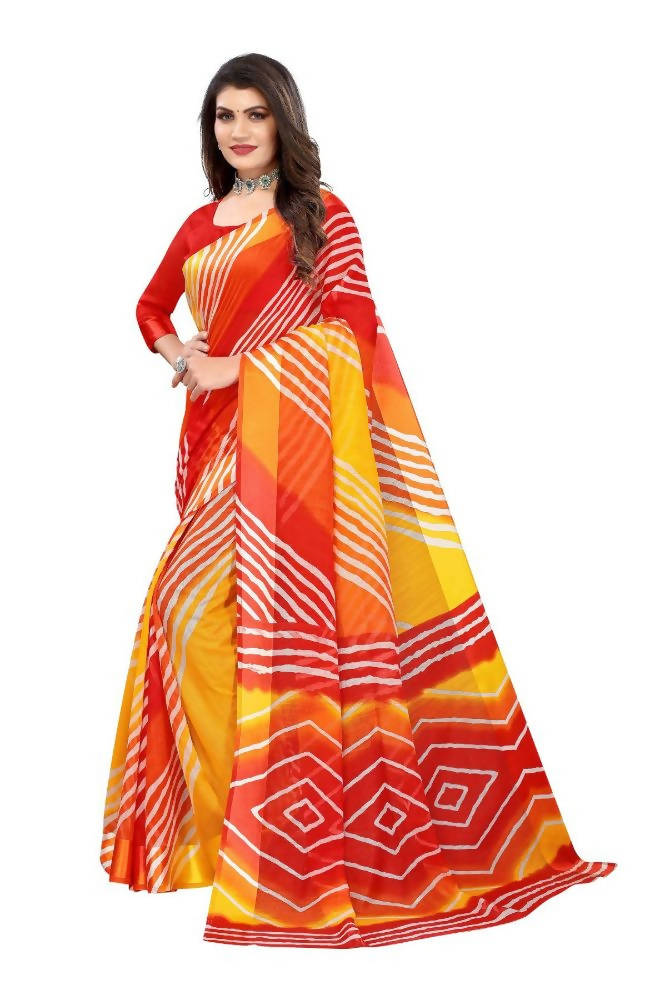 Vamika Red Linen Satin Border Saree | Grocsy